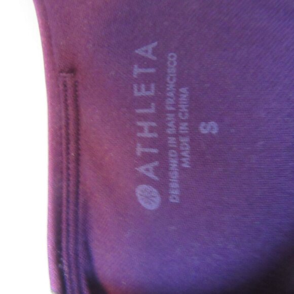 Athleta Dark Purple Floral Printed Bikini Top Small Strappy Padded Racerback - Picture 4 of 6